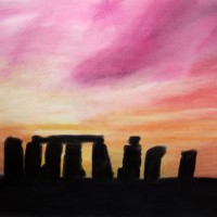 Pastellmalerei: »Stonehenge, prähistorische Heilstätte«, April 2011 | © mh